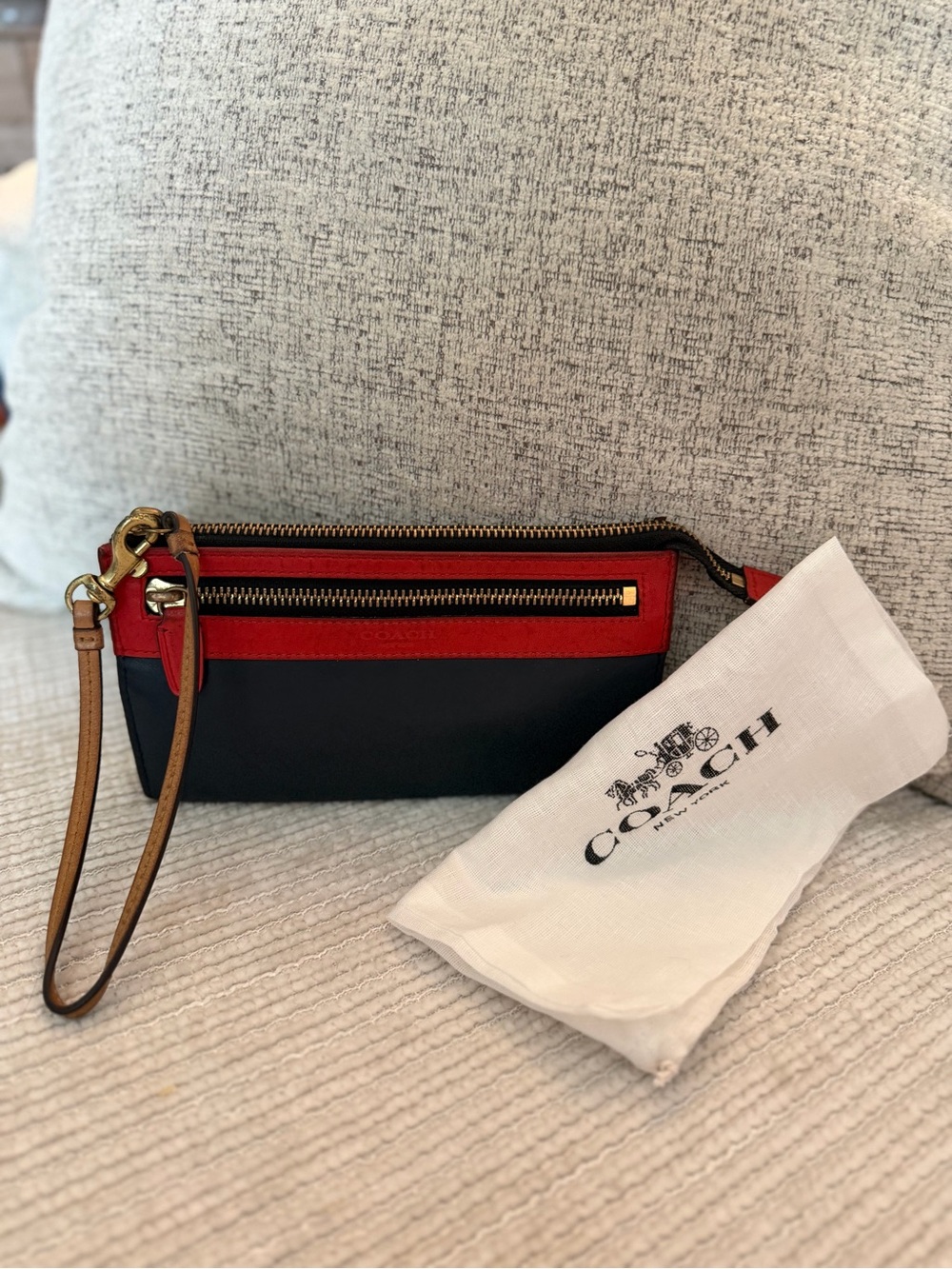 Coach Legacy Color Block Double Zip Wristlet Wallet 7.5x4.5